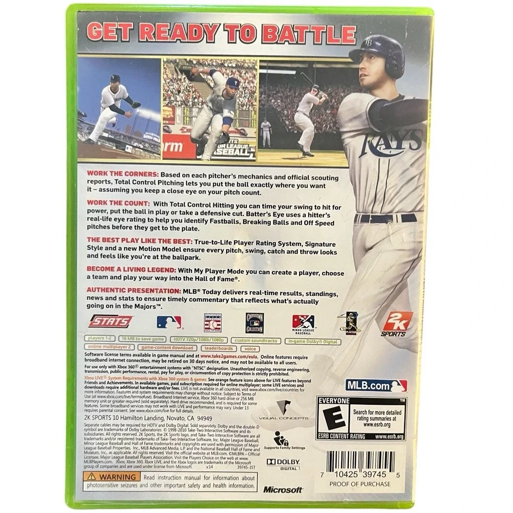 MLB 2K10 Major League Baseball Microsoft Xbox 360 X360 Game Tested Complete CIB